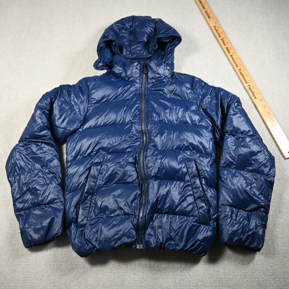 Nike Sportswear Women Small Puffer Jacket Hooded Blue Winter Coat